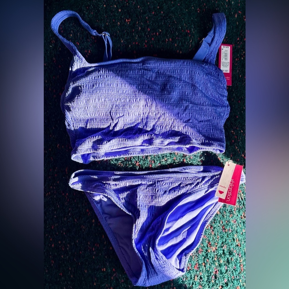 ‼️RARE‼️🎸XHILERATION🎸🔥NWT🔥Purple Ribbed Bikini— S Bottoms/ M Top